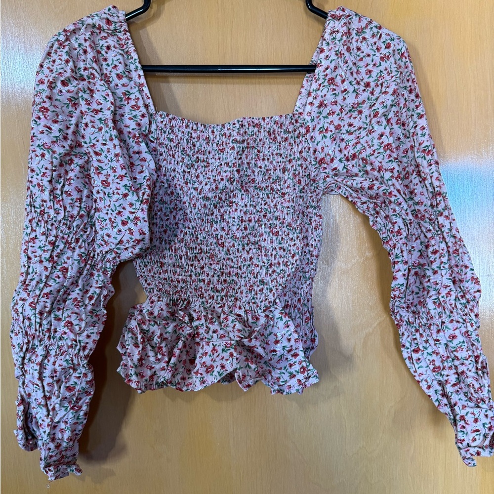 Chic Floral Smocked Blouse
